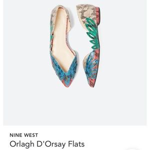 Nine West size 10 peacock flats